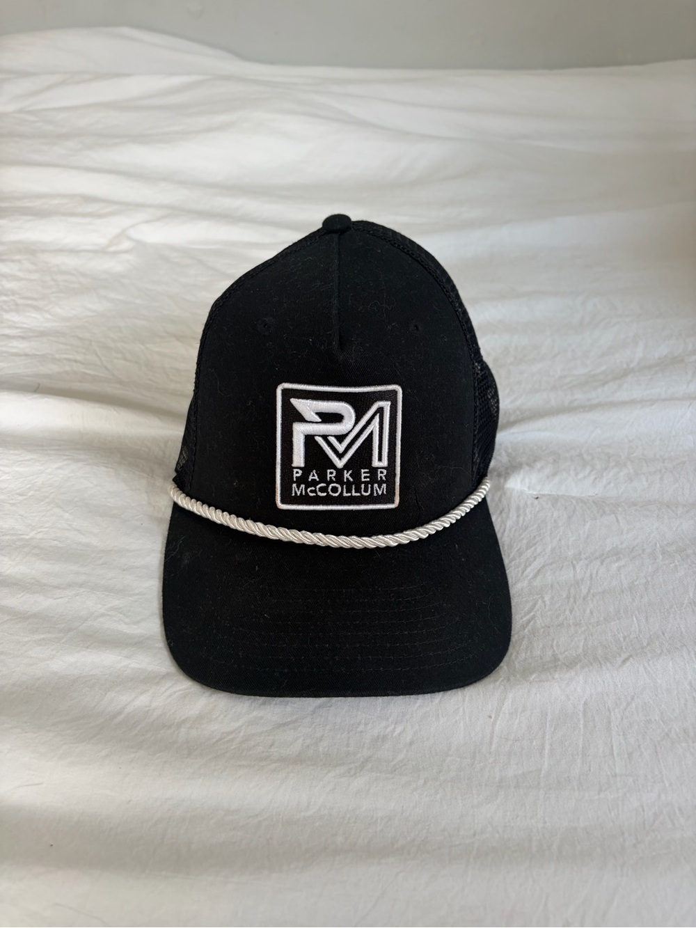 Black Rope-Trim Trucker Hat